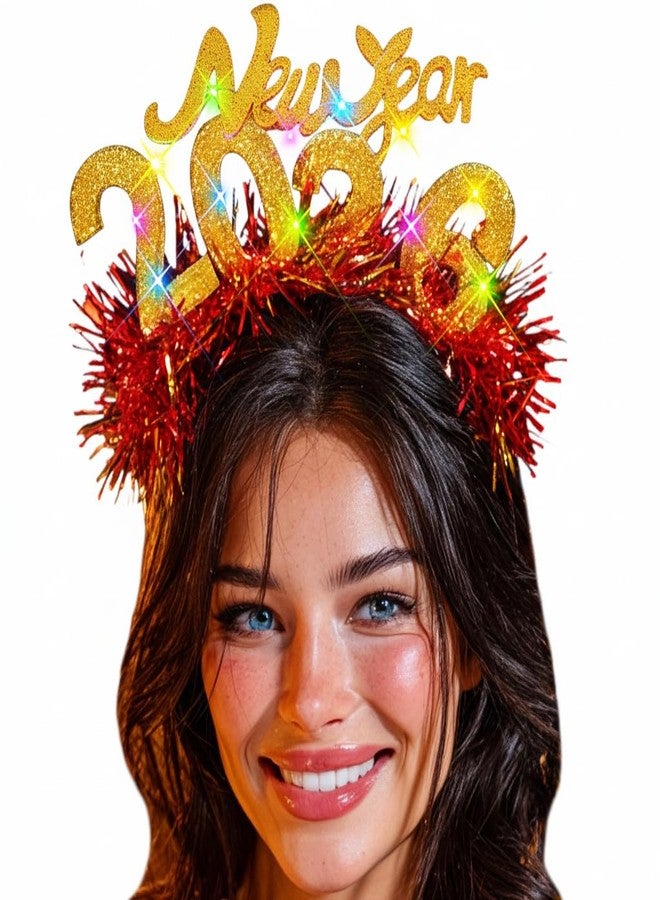 TWINKLEDE Sparkly 2026 New Year Eve Headband Led Happy New Year Party Hair Accessories for Women (Gold, One Size) - Image 1